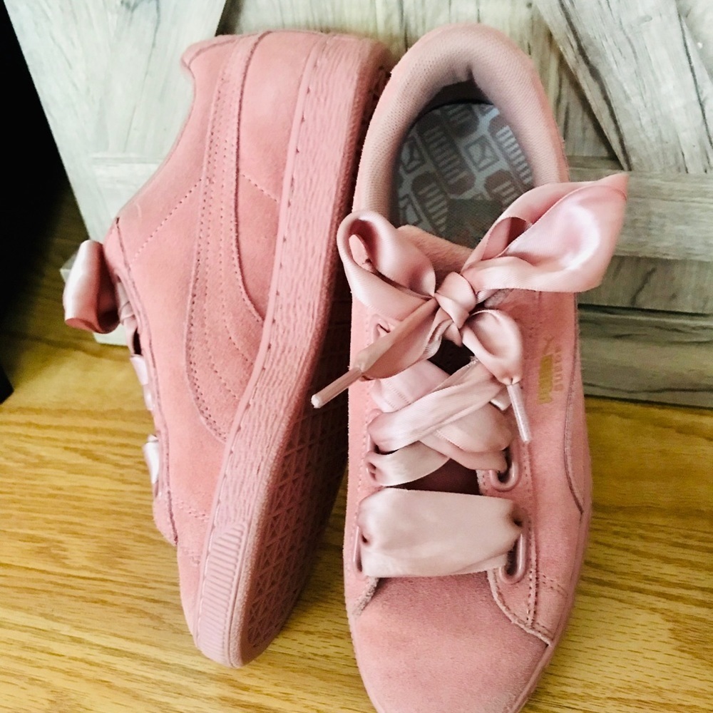 Puma Suede Heart Satin II Dusty Rose Sneakers - Picture 2 of 8